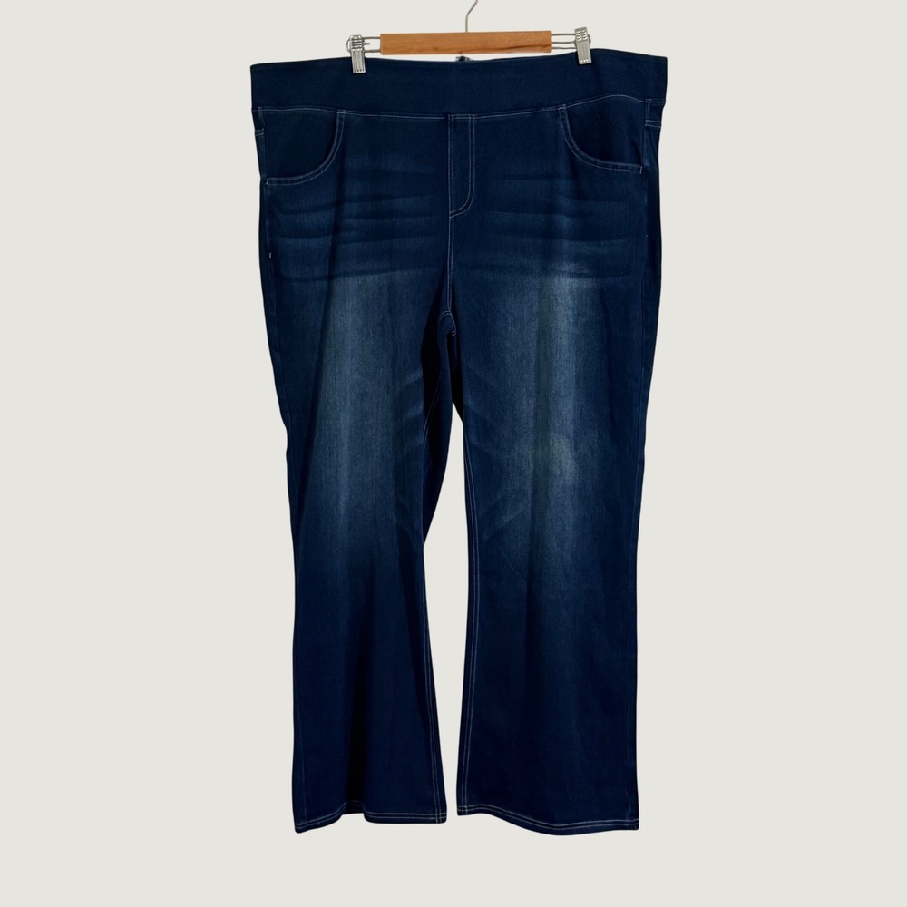 Halara Denim Jeans Womens 3X Blue Wide Leg High Rise Pull On Stretch Plus Size